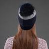 Women Hat Winter Sequins Knitted Rabbit Fur Beanies Fashion Warm Casual Hats with Natural Raccoon Fur Pompom Cap Female