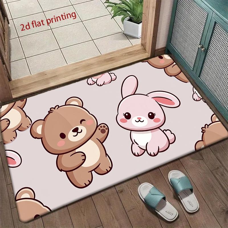 Cute Bear & Bunny Mat Living Room Decoration Home Sofa Non-Slip Carpet Study Bedroom Tatami Children'S Soft Floor Mat