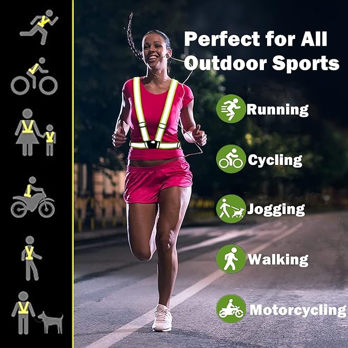 Elastisches Reflektierendes Laufweste, Hohe Sichtbarkeit Verstellbarer Gurt für Nachtjogging, Radfahren, Gassi Gehen