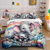 Colorful Elephant Family Decor Set Multiple Sizes Kid'S And Adults' Bedroom Exquisite 3Pc Bedding Set, Gift