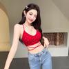 #Summer New Sexy V-neck Polka Dot Printing Chest Wrap Beautiful Back Cross Strap Design Fixing Belt Chest Pad