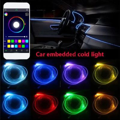 6 In 1 LED Atmosphere Car Light RGB Flexible Decorative Lamp 8M Interior Ambient Light by App Control Fiber Optic Strips Light