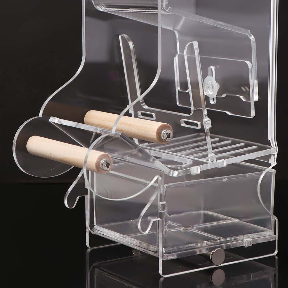 Adjustable Feeding Speed Automatic Bird Feeder with Bottom Drawer Acrylic Parrot Feeder AntiSplash Convenient