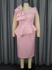 Damen Plus Size Rosa Schleife Schulterfrei Elegant Abend Bodycon Kleid