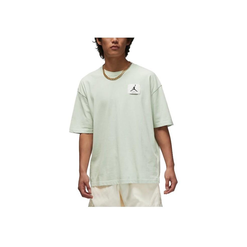 Jordan Solid Color Brand Logo Crew Neck Pullover Short Sleeve Drop Shoulder T-Shirt Men Tops Frost-Light-Grass-Green DZ0605-321