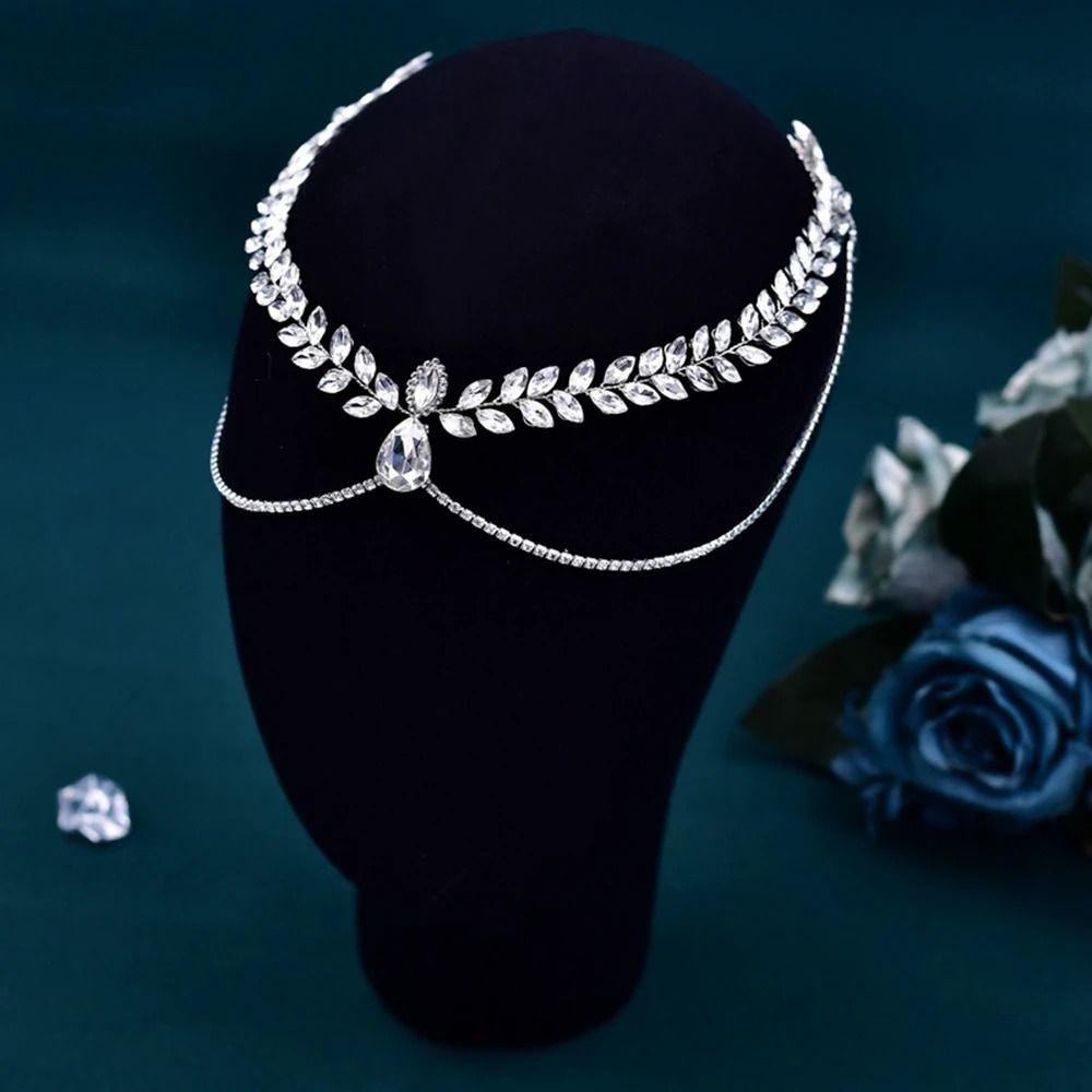Exquisite Bride Forehead Head Chain Shining Woman Headwear Wedding Rhinestone Headband  Dance Party