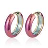 Stainless Steel Semi-Circular Grooved Earrings with Simple, Versatile Design