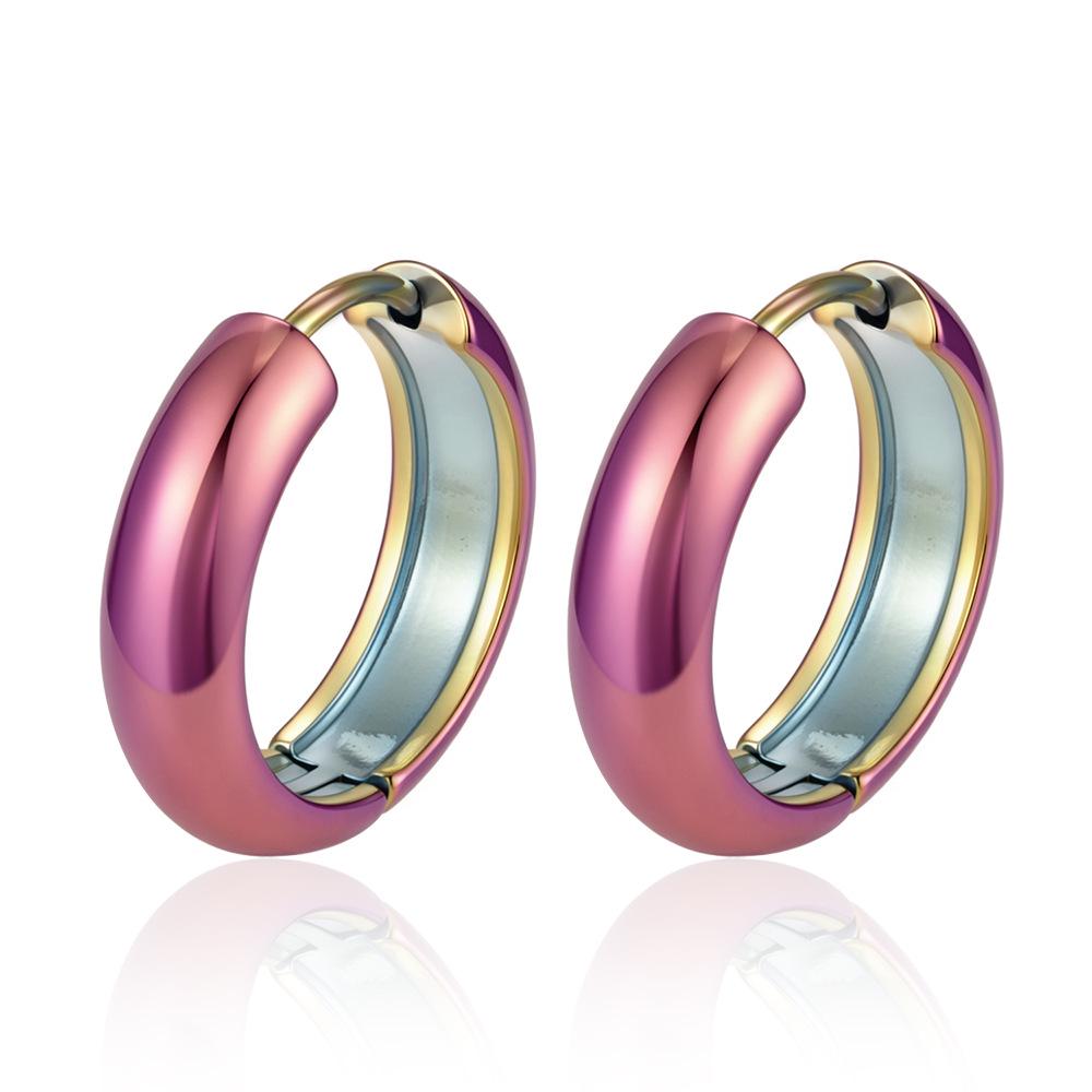 Stainless Steel Semi-Circular Grooved Earrings with Simple, Versatile Design