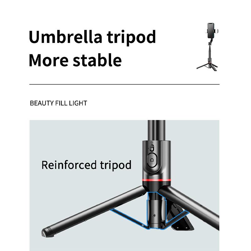 L12D Foldable Detachable Dual Fill Light Expandable Selfie Stick Tripod with for 4.0 Rotatable 1085mm Ultra Long