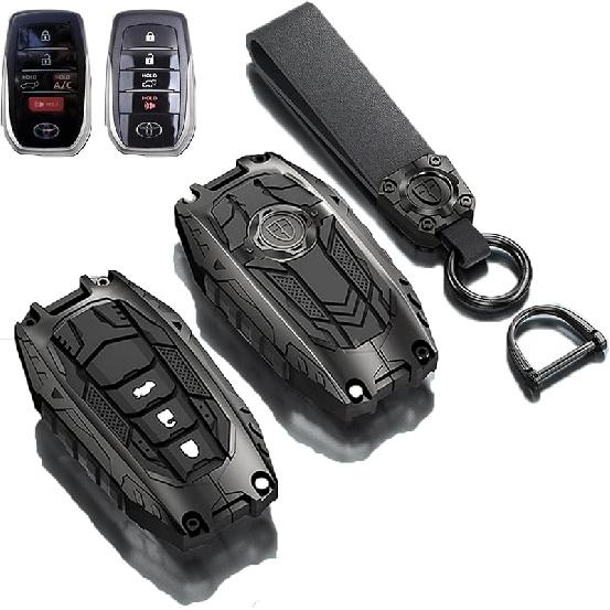 Heavy Metal Key Fob Cover Case Protector For Toyota,Car Key Case Full Protection Key Holder Fit For - Highlander Corolla Prius 2018-2024 RAV4 Camry