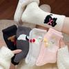 Women's Autumn and Winter Fleece Thickened Warm Australian Fleece Mid-calf Socks, Cute Cartoon Cat Women's Socks, Sweet Style Pile Socks