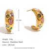 18K Gold Plated Geometric Light Luxury Earrings with Titanium Steel, Colored Diamond, and Pearl Moon Design for Women