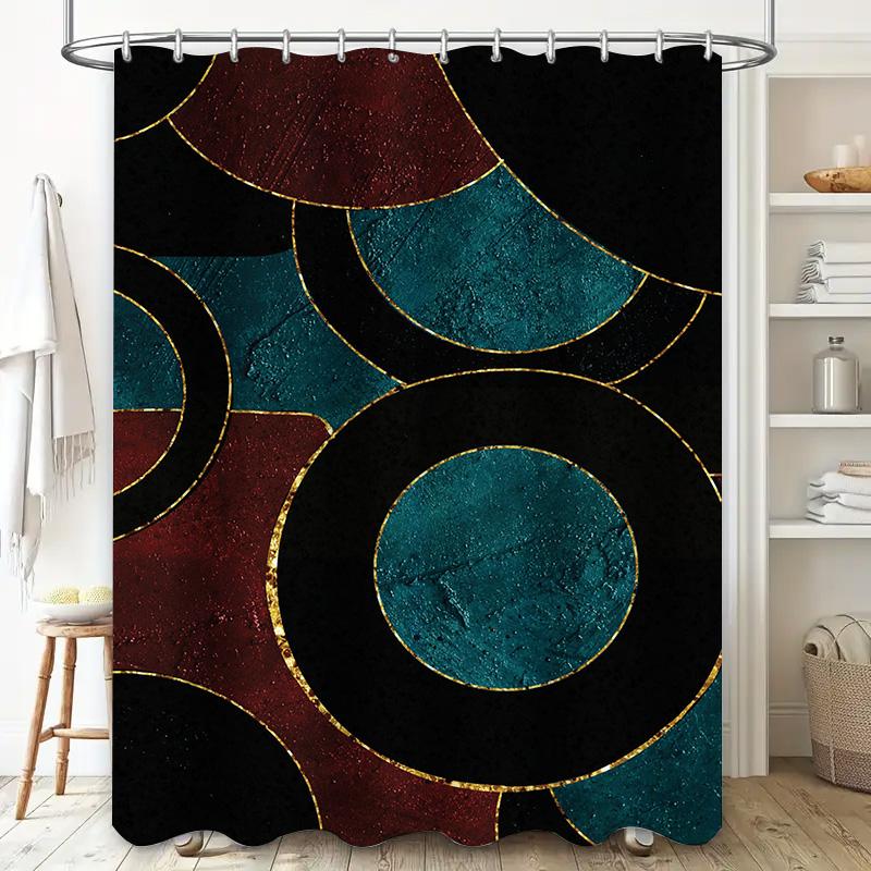 Luxury 3D Waterproof Bath Shower Curtain Fabric Decorative for Home Bathroom Decoration Waterproof Wall Covering Circle Pattern