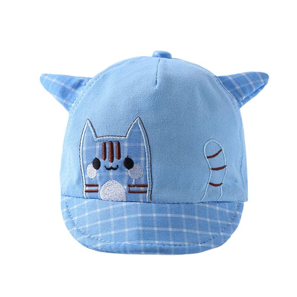 Cartoon Cat Pattern Boys Grils Hats Soft Children Peaked Caps Baby Baseball Cap