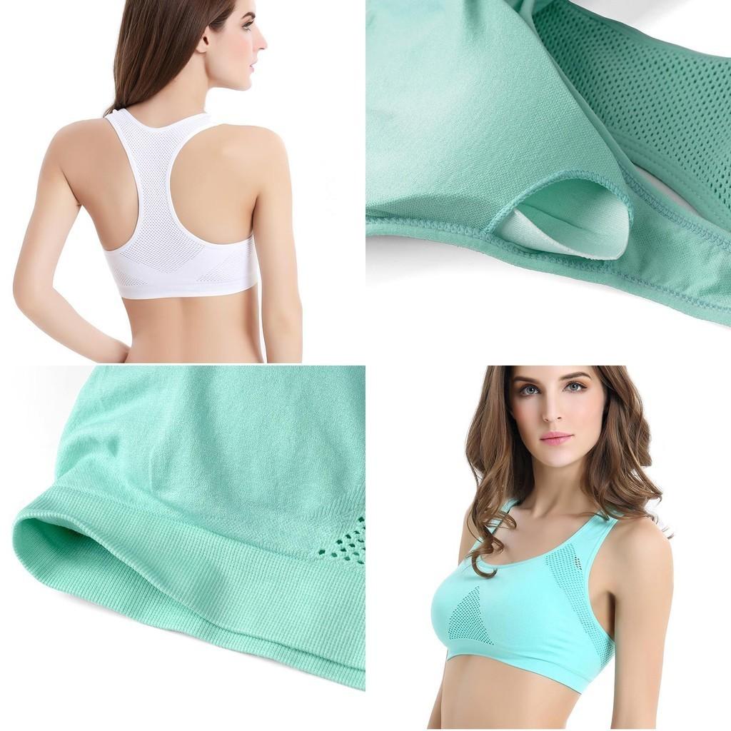 Women Breathable Padded Sports Bra With Hollow Out Design And Pure Color