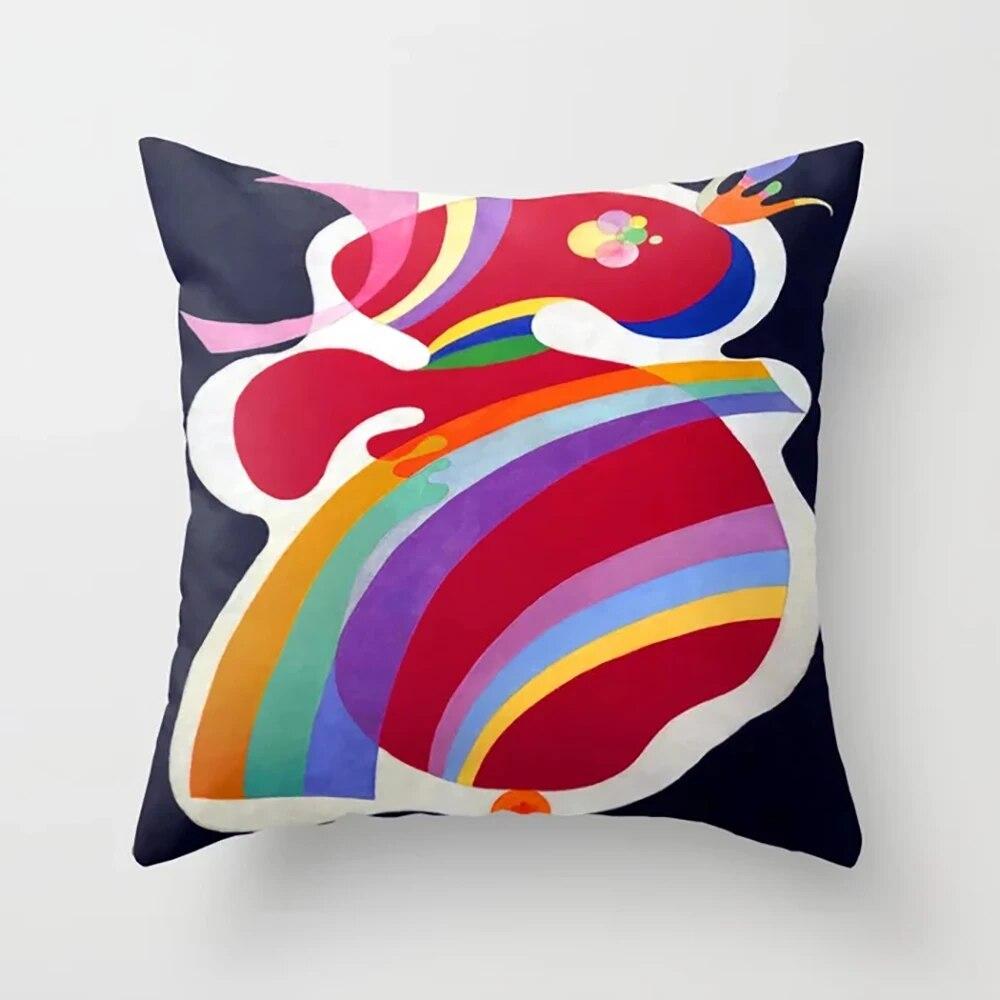 Home Decor Pillowcase Colorful Texture Alphabet Pattern Printed  for Bedroom Living Room