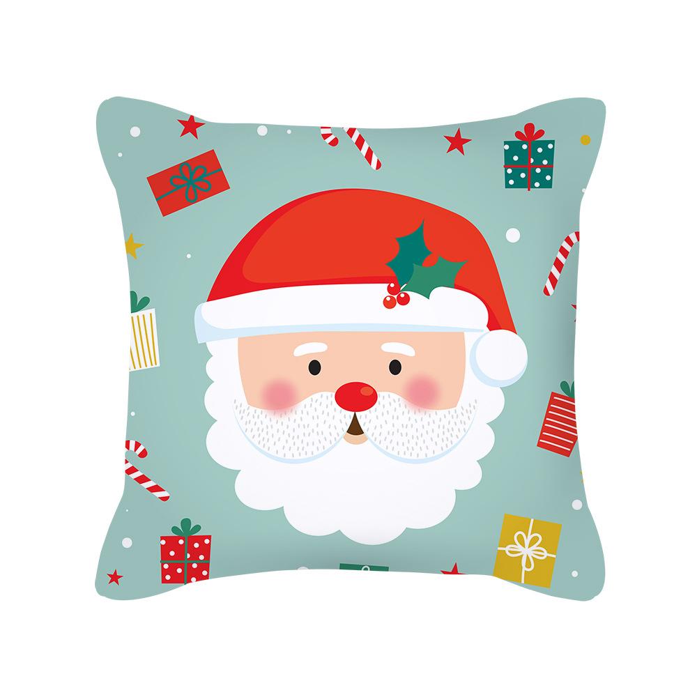 New Cartoon Santa Claus Christmas Pillow Cover Holiday Gift Square Cushion Cover