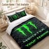 Custom Name Bedding Set 3 PiecesMonster Energy Print Duvet Cover + 2 Pillowcases Soft Bed Decor