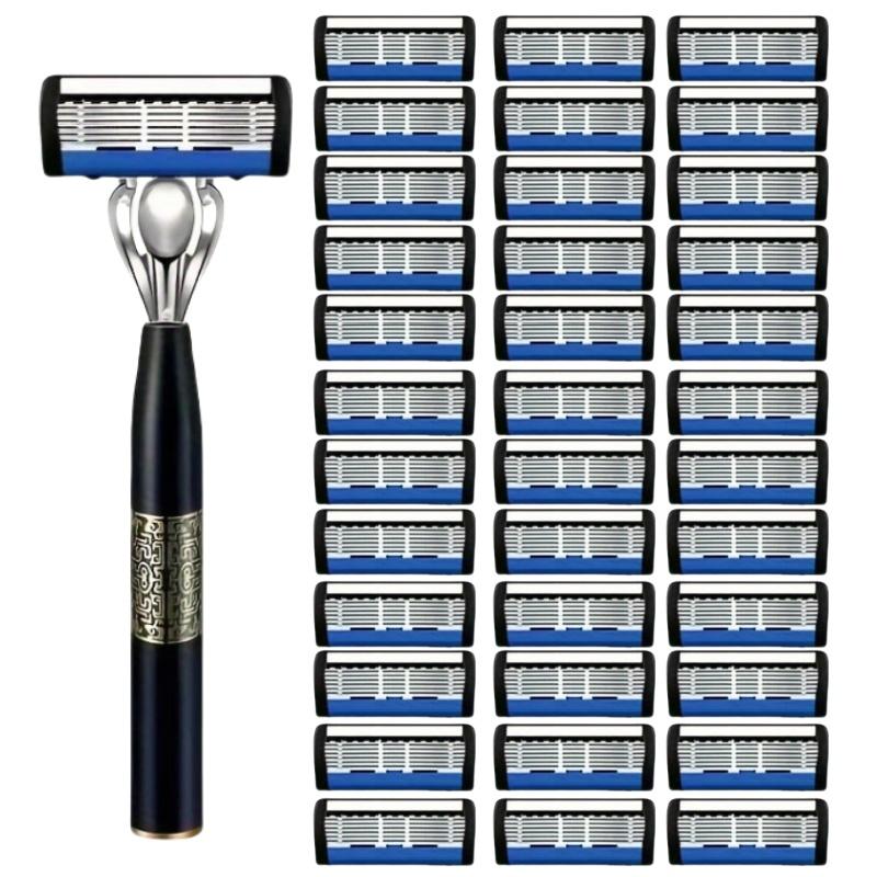 6-Layer Shaver Blade Manual Razor with Replaceable Blades No Skin Damage Blades Shaver Resistant Water Wash Shaver