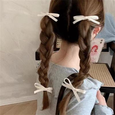 2Pcs Bowknot Hair Clips Sweet Ballet Ribbon Bow Hairpin Bang Clip Girls Mini Grab Clips Woman Headwear Hair Accessories