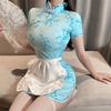 Linlin Ting Chinese Maid Qipao Passionate Quick Release Role Play Lingerie Set