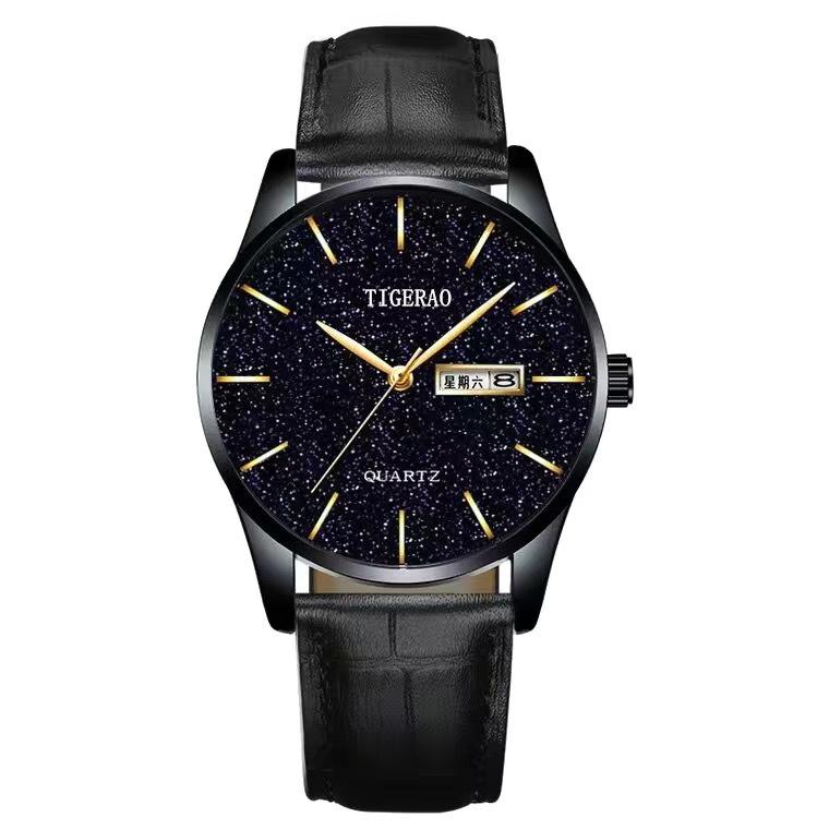 Watch Men'S Waterproof Double Calendar Trend Starry Sky Non-Mechanical Watch Quartz Watch