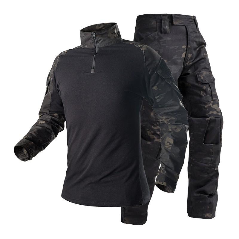Herren Taktisches Camouflage Kampfanzug Set Langarm Militärstil Outdoor Trainingsanzug
