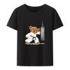 Funny Cartoon Bear Doll Wearing Karate Costume Hitting Punching Bag Print T Shirt UnisexSummer Casual Breathable Camisetas