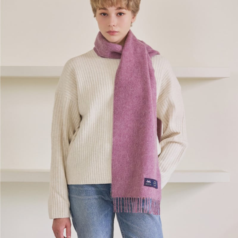 ABRAHAM MOON Merino Wool Muffler 25cm - Royal Pink