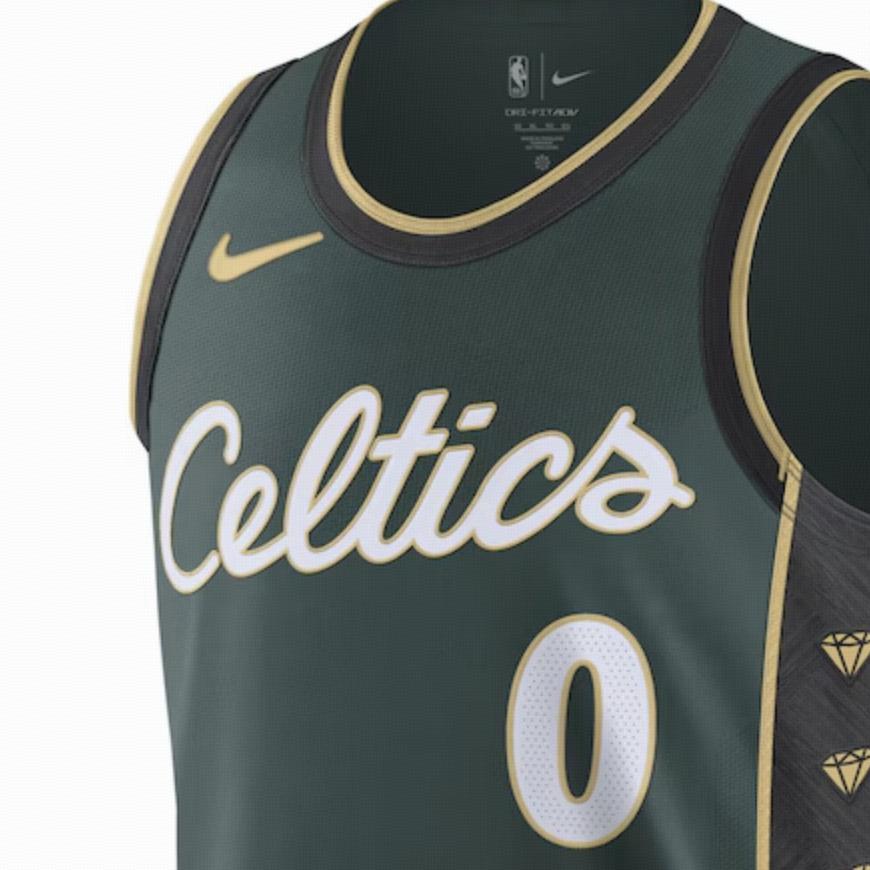 Nike NBA Logo Print Crew Neck Basketball Vest City Edition Player Version 2022-23 Tatum #0 Men Tops Green DQ0187-330