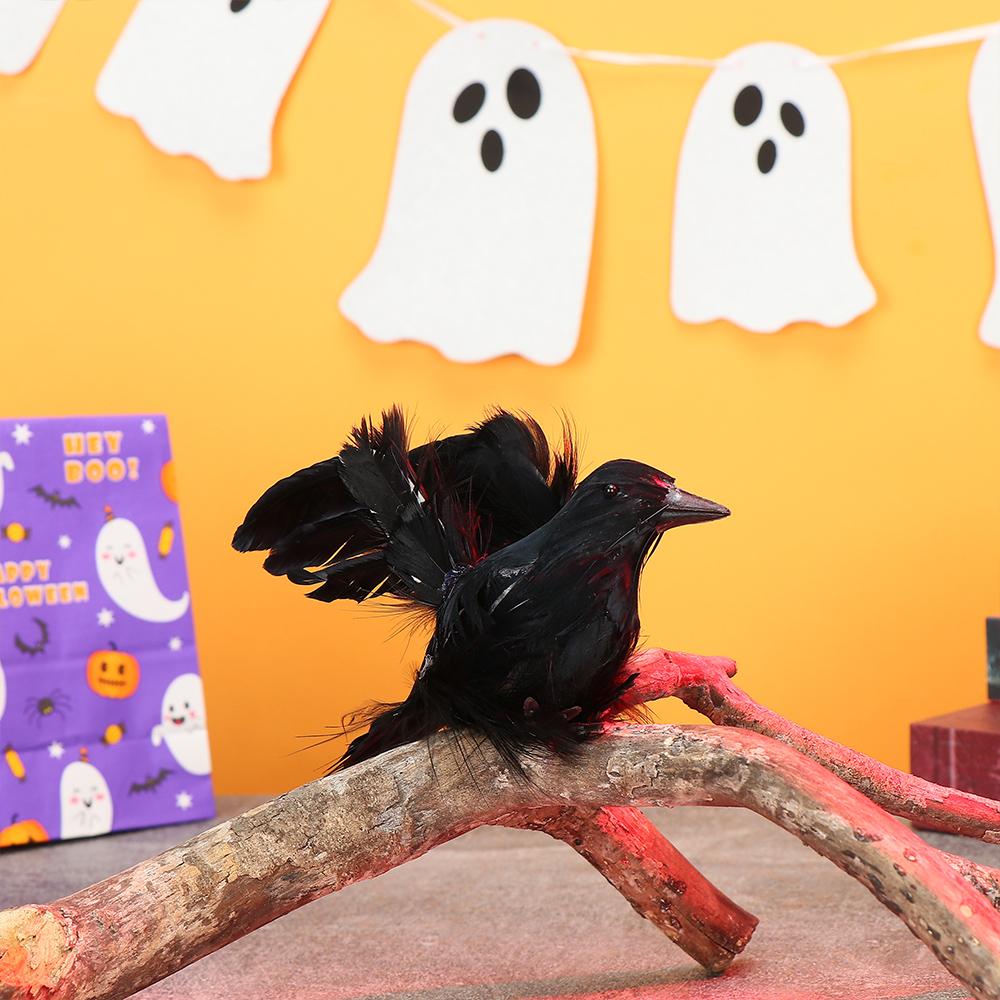 Supplies Handmade Model Feathered Raven Halloween Ornament Artificial Crows Lifelike Black Bird