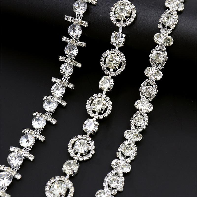 10Yards Rhinestone Chain Diamond Trim Fringe Crystal Bag Hat Accessories DIY Wedding Decoration Gift Irregular Rhinestone Ribbon