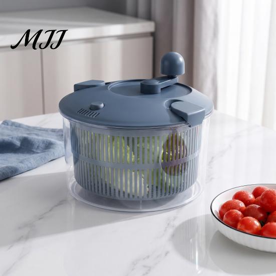 Manual Vegetable Prep Tool Dehydrator, Hand Crank Plastic Salad Spinner, Double-layer Portable Spinner for Restaurants Separable Food Dryer