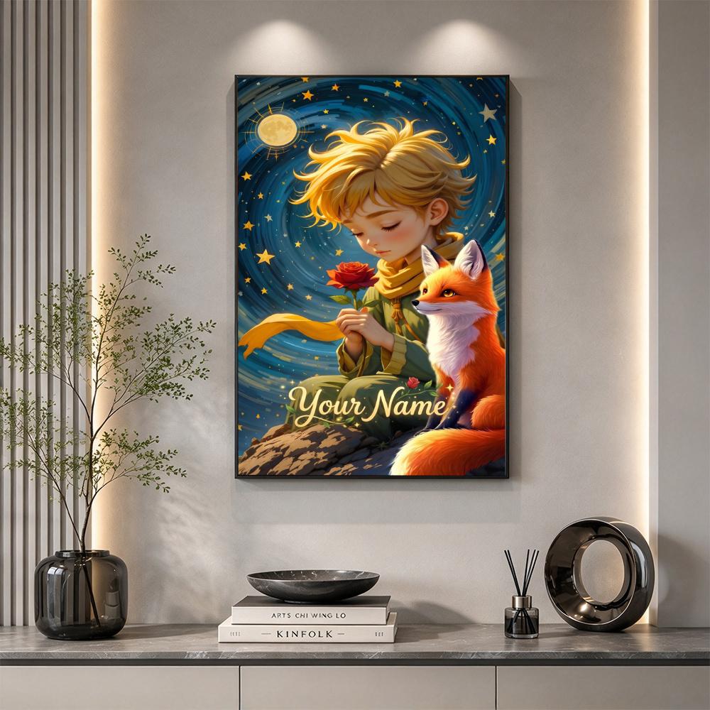 Little Prince Customize Your Name Diamond Painting Round Diamond Rhinestones Mosaic Diamond Embroidery Wall Paintings Rhinestones Gift Frameless