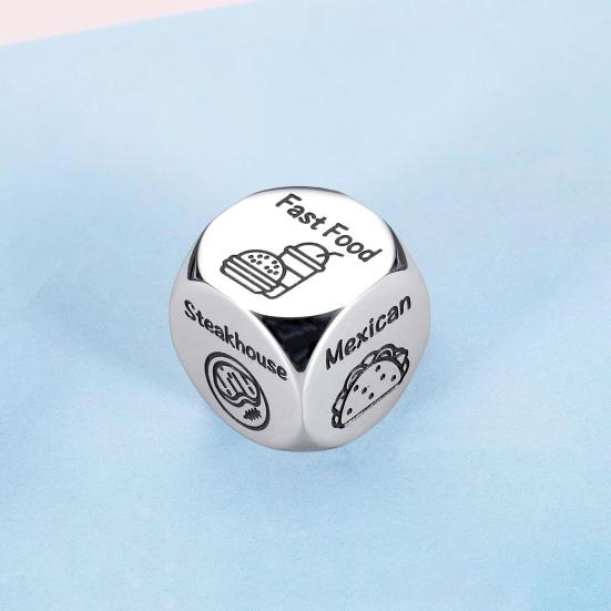 Food Decision Dice Stainless Steel Date Night Meal Decision Maker Valentines Day Movies Decision Dice for Couples