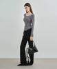 MONGDOL Semi-Bootcut Slacks Black Mdpt021Black