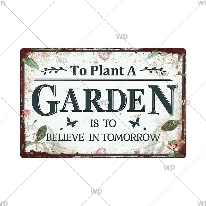 Tin Sign Garden Hoeing Aint Easy Flower Plant Sign Decor Funny Slogans Born with Plants Retro Look Metal Poster FarmhouseSign