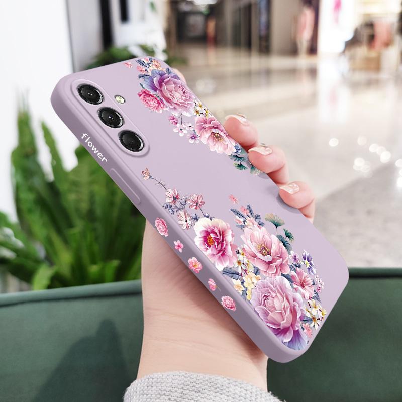 

Satin Brocade Phone Case For Samsung Galaxy A37 A57 Liquid Silicone Cover Samsung A37 светло-фиолетовый
