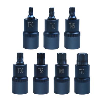 Adaptador de puntas de destornillador Torx de 1/2 pulgada, T30, T40, T45, T50, T55, T60, T70, herramienta adaptadora de dado Torx para llave de trinquete