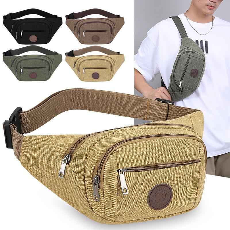 Men's Canvas Purse Leisure Outdoor Sports Waist Bag Multifunctional Mobile Phone Bag Cashier Chest Bag Leisure Wind Backpack.