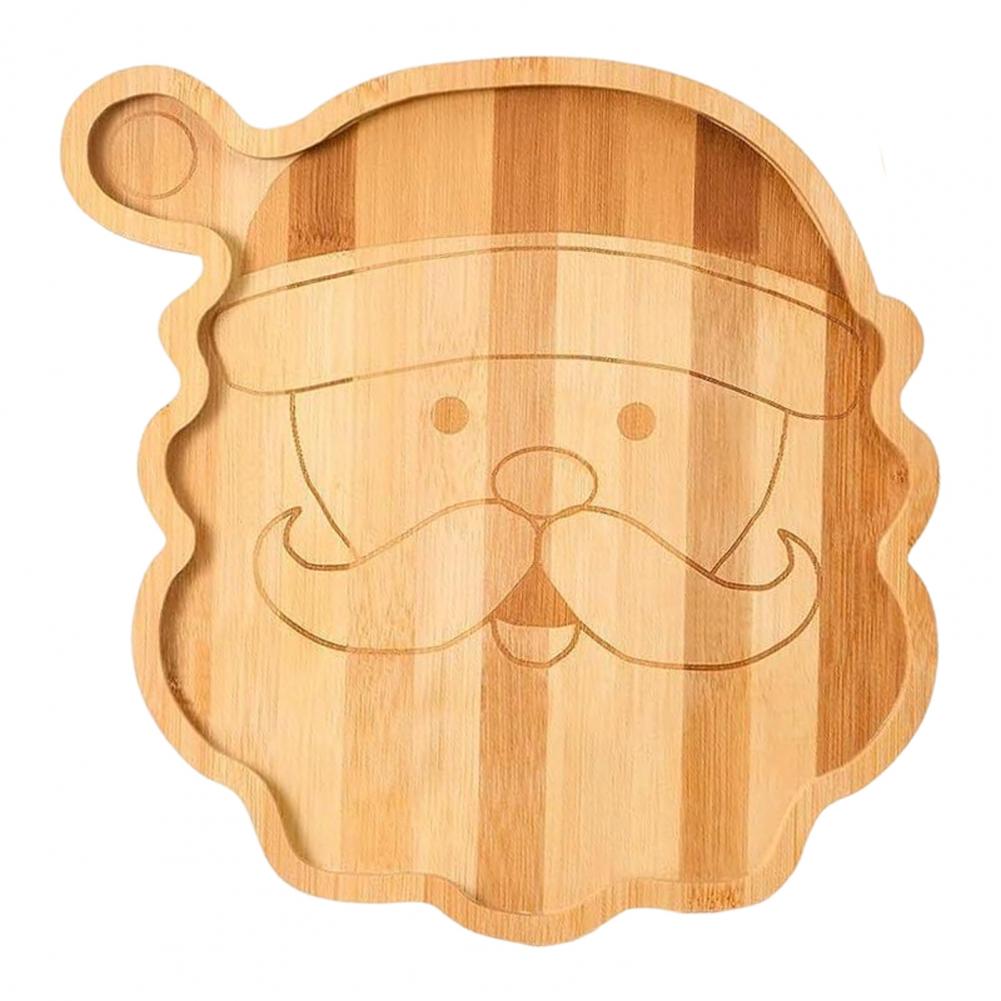 

Christmas Snack Tray Santa Reindeer Bamboo Serving Platter for Candy Desserts Fruits Holiday Charcuterie Board Gifts