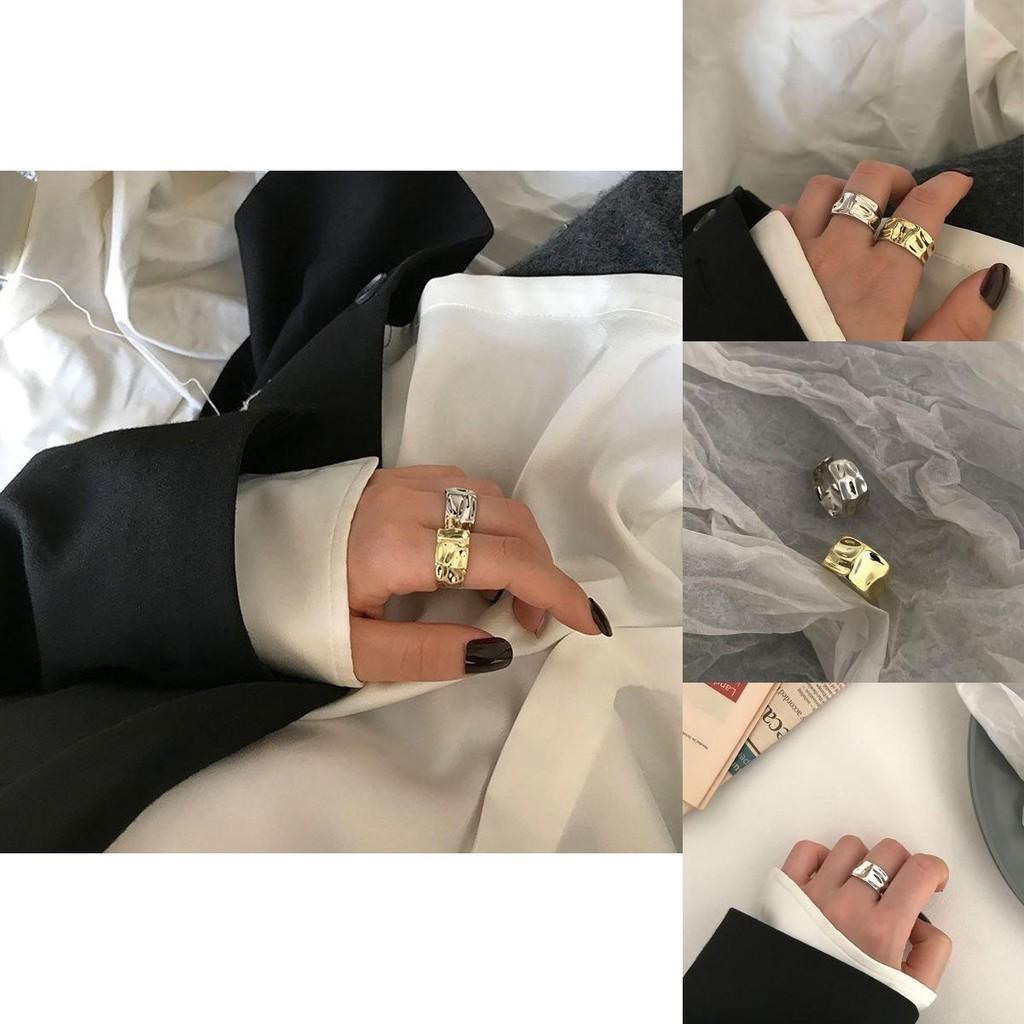 Stunning 925 Sterling Silver Vintage Irregular Textured Open Ring For Women Fashion