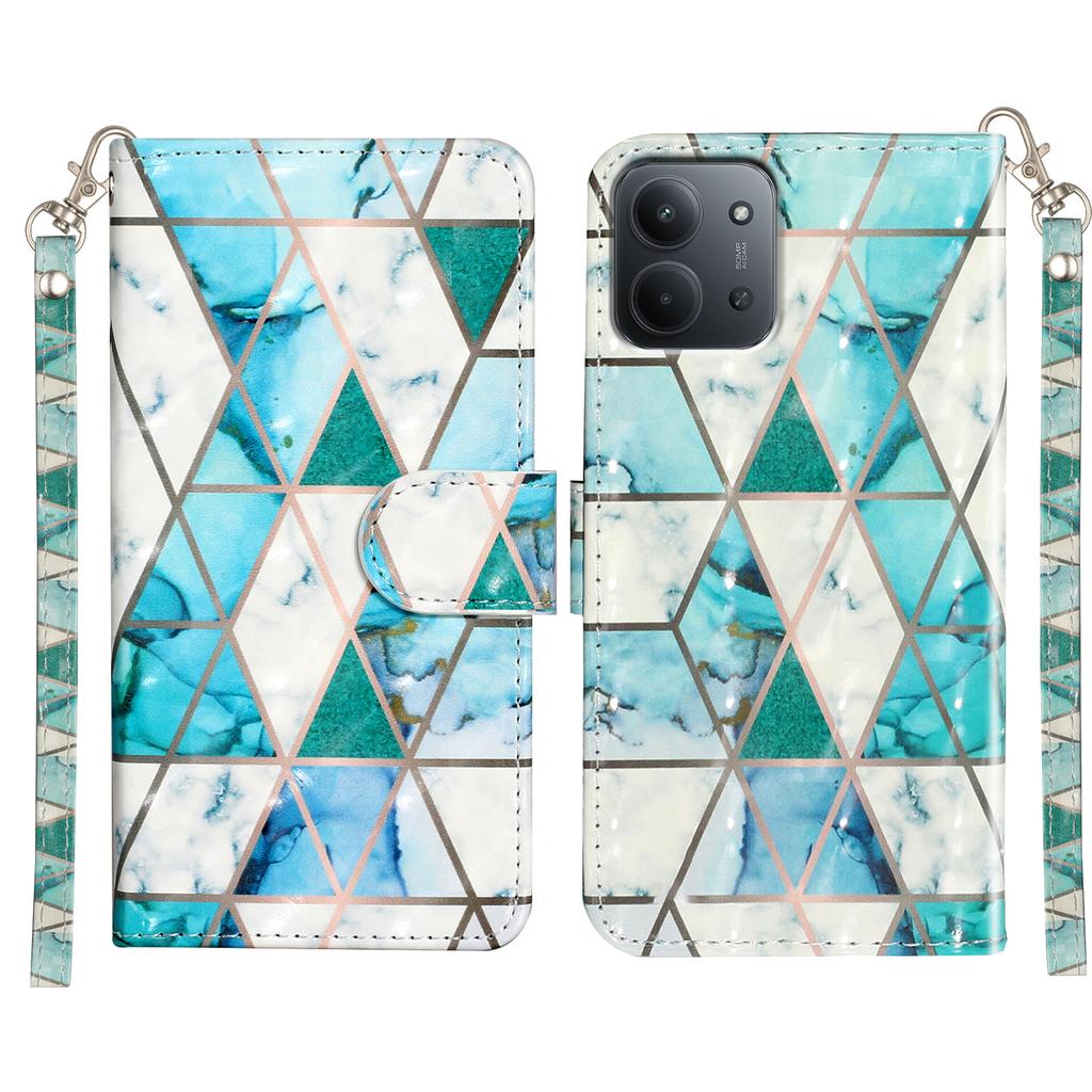 For Xiaomi Redmi 15C 4G (EU) (173mm)/15C 5G (EU) (173mm)/Poco C85 4G (173mm) Case Pattern Print Leather Phone Cover with Strap