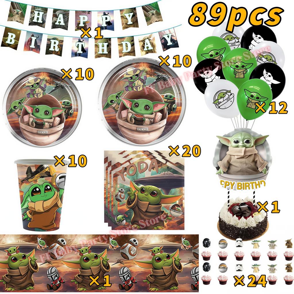 Star Waring Yoda Baby Theme Birthday Party Decoration Plate Napkin Cup Balloons Banner for Boys Favor Baby Shower Supplies Gifts