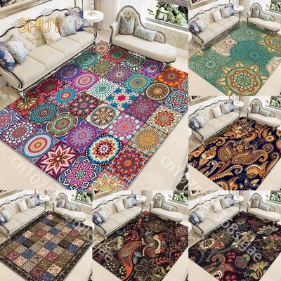 Vintage Geometrischer Blumenteppich Boho Wohndekoration Eingang Fußmatte Wohnzimmer Schlafzimmer Dekor Bodenmatte Badezimmer Bereich Teppich
