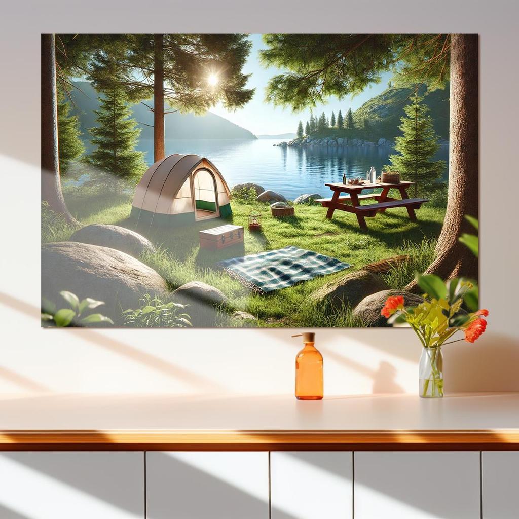 1pc Lakeside Camping Background  Polyester Fiber  Seasonal Decoration  Suitable for Weddings  Birthdays and Anniversaries