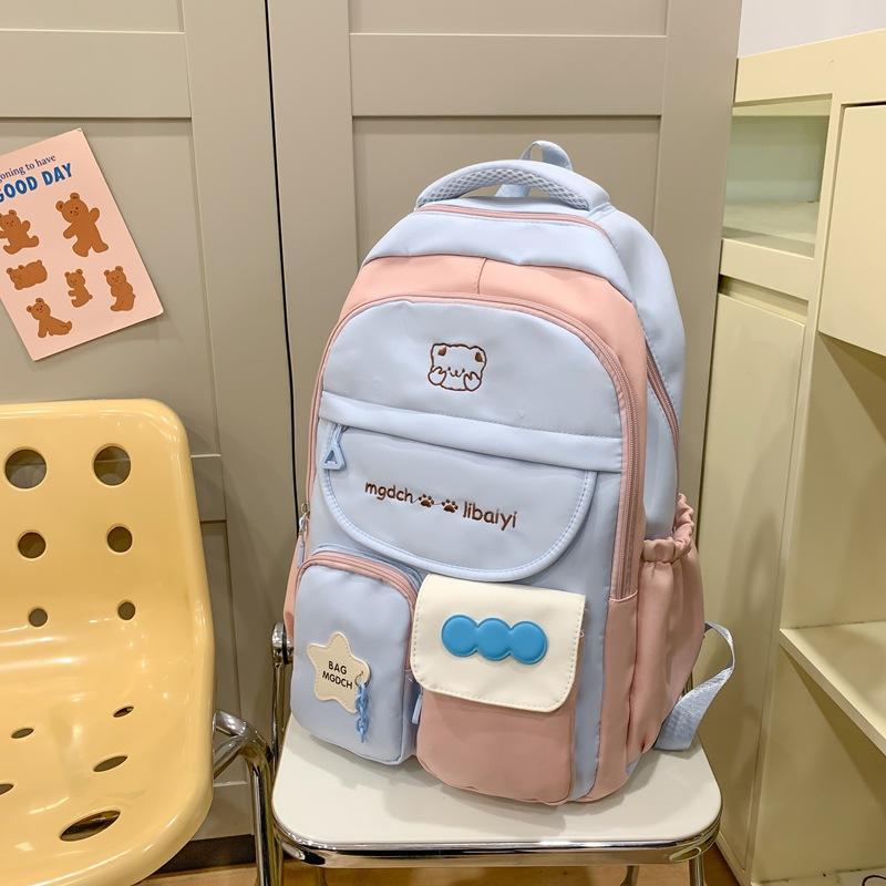 Sac à dos pour femmes Colorblock Sac d'école Grande capacité Sac à dos collège