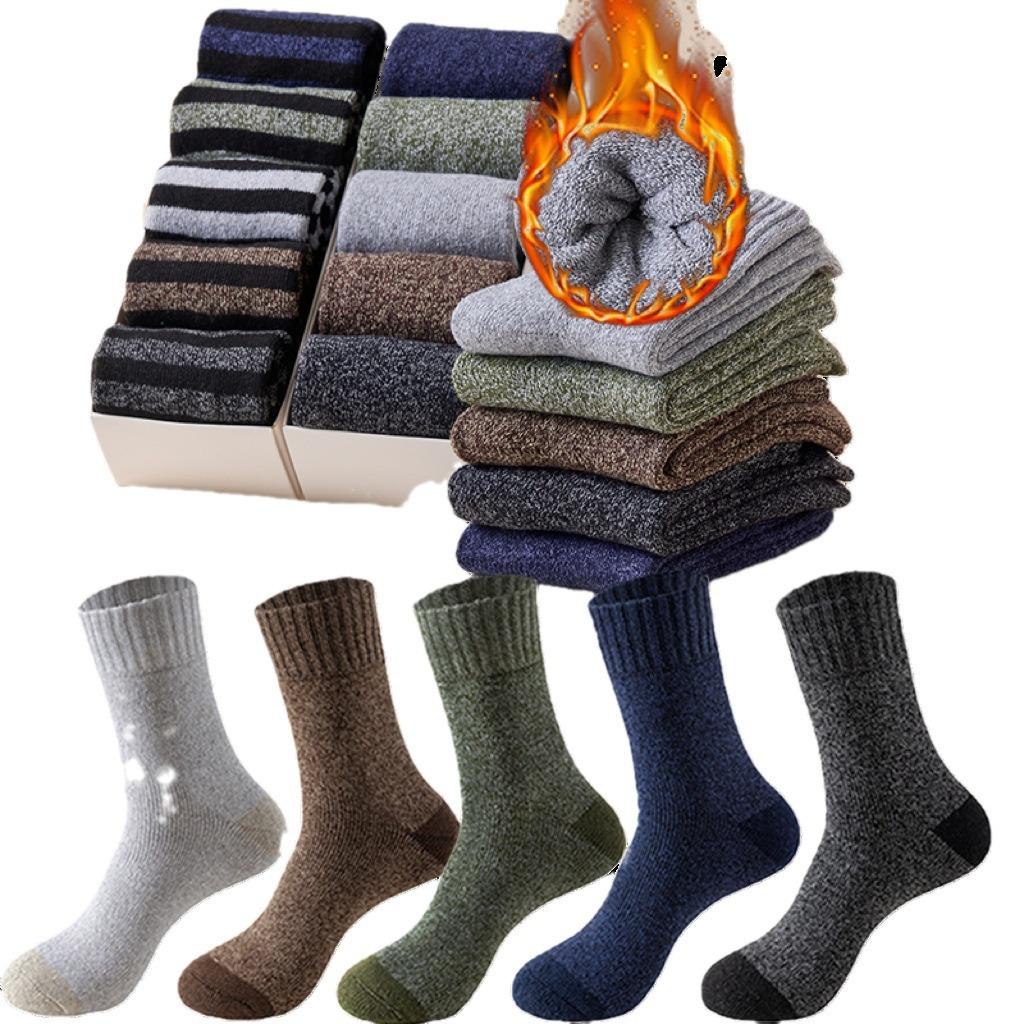 5 Pairs of Thick Socks with Sleeves, Comfortable and Warm Winter Socks, Floor Socks and Parallel Lines