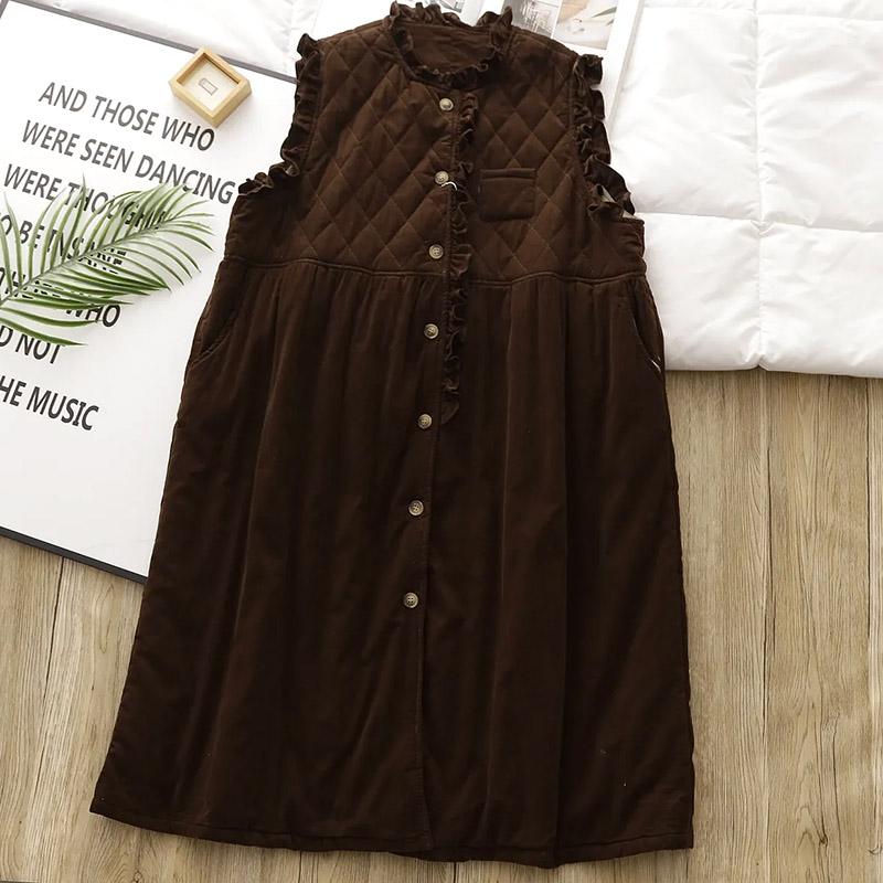 Dress for Woman Cotton Winter Autumn Plus Size Loose Floral Vintage Solid Colours Casual Soft Long Dresses