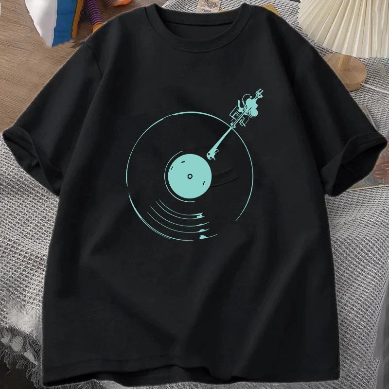 Vinyl Record Retro Music T-Shirt Night Club DJ Summer Men's Tracksuit Crew Neck Short Sleeve Ca